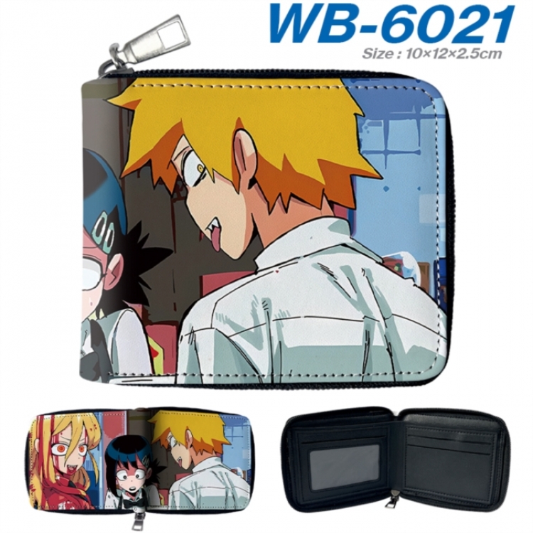 Chainsaw Man Anime color short full zip folding wallet 10x12x2.5cm