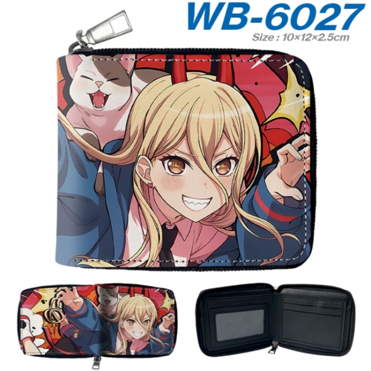 Chainsaw Man Anime color short full zip folding wallet 10x12x2.5cm