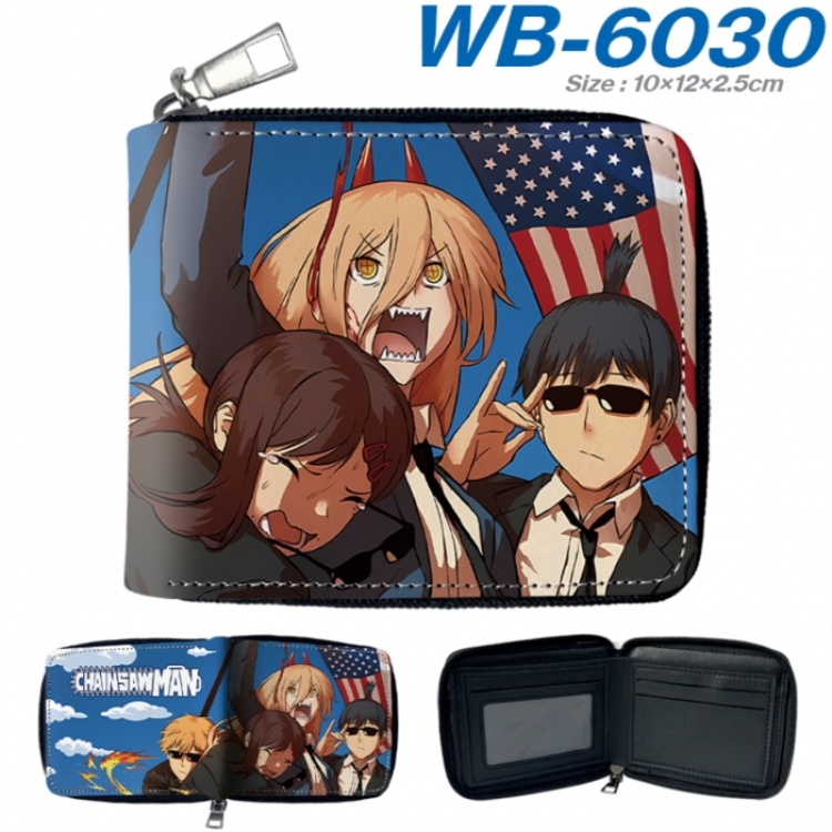 Chainsaw Man Anime color short full zip folding wallet 10x12x2.5cm
