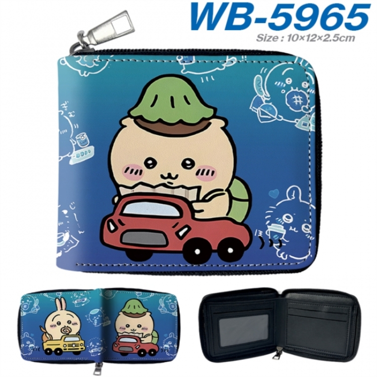 Chiikawa Anime color short full zip folding wallet 10x12x2.5cm