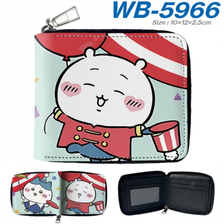 Chiikawa Anime color short full zip folding wallet 10x12x2.5cm