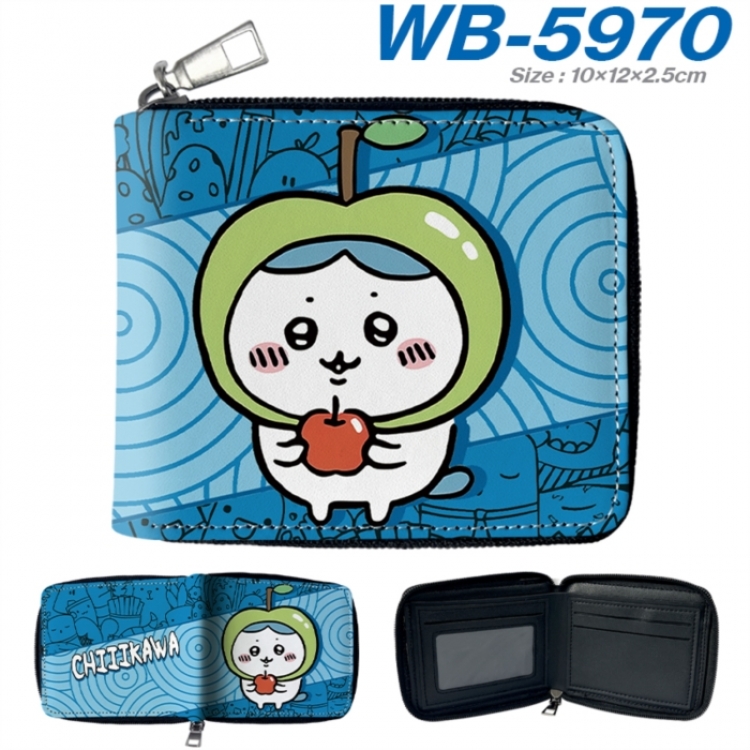 Chiikawa Anime color short full zip folding wallet 10x12x2.5cm