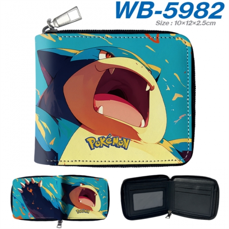 Pokemon Anime color short full zip folding wallet 10x12x2.5cm
