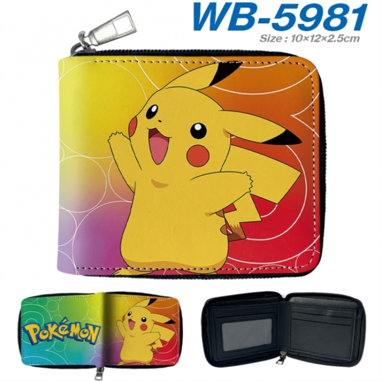 Pokemon Anime color short full zip folding wallet 10x12x2.5cm