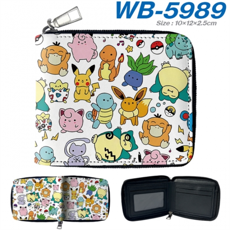 Pokemon Anime color short full zip folding wallet 10x12x2.5cm