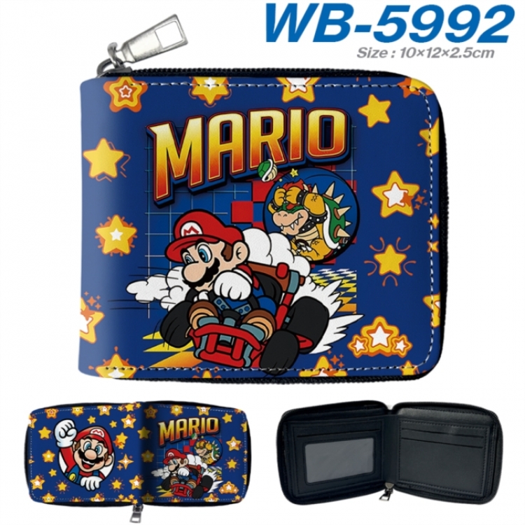 Super Mario Anime color short full zip folding wallet 10x12x2.5cm