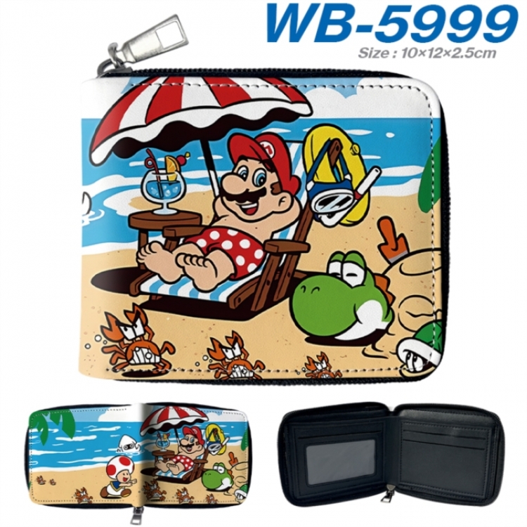 Super Mario Anime color short full zip folding wallet 10x12x2.5cm