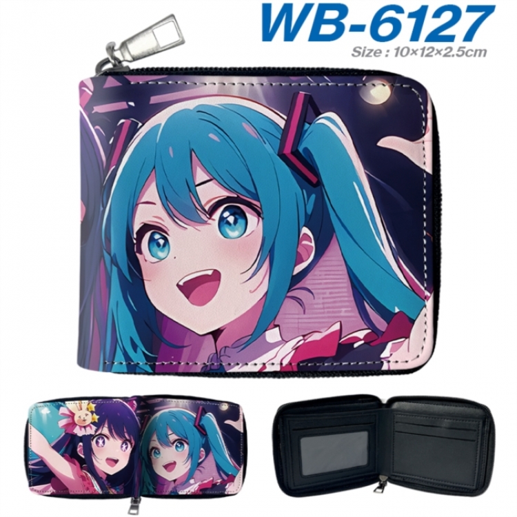 Hatsune Miku Anime color short full zip folding wallet 10x12x2.5cm