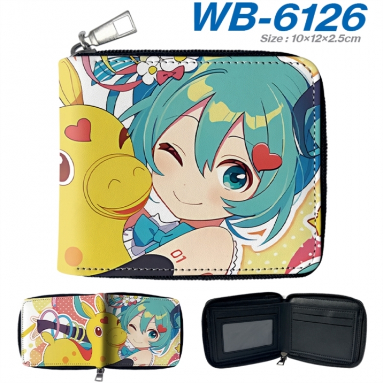 Hatsune Miku Anime color short full zip folding wallet 10x12x2.5cm