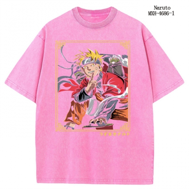 Naruto Anime peripheral pure cotton washed and worn T-shirt from S to 4XL