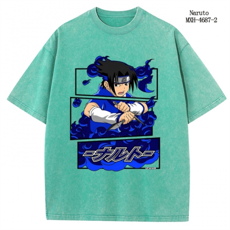 Naruto Anime peripheral pure cotton washed and worn T-shirt from S to 4XL