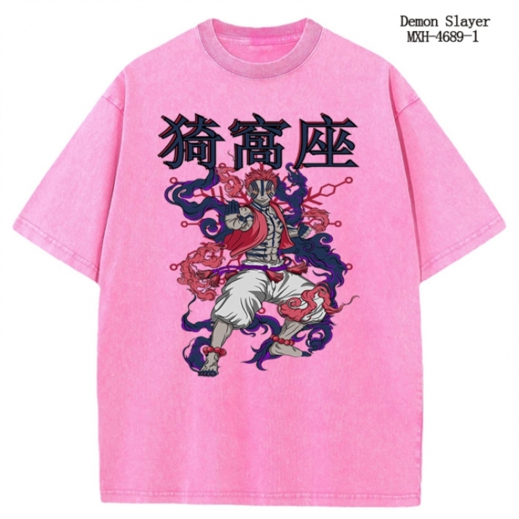 Demon Slayer Kimets Anime peripheral pure cotton washed and worn T-shirt from S to 4XL