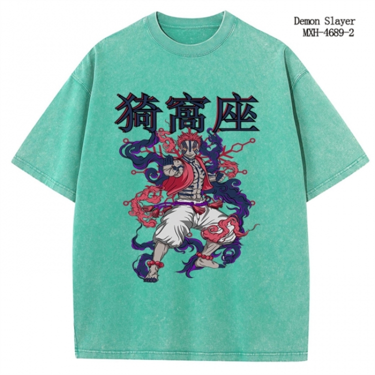 Demon Slayer Kimets Anime peripheral pure cotton washed and worn T-shirt from S to 4XL