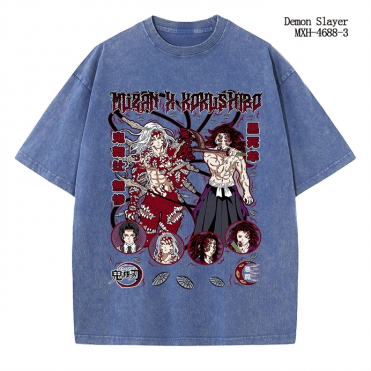 Demon Slayer Kimets Anime peripheral pure cotton washed and worn T-shirt from S to 4XL