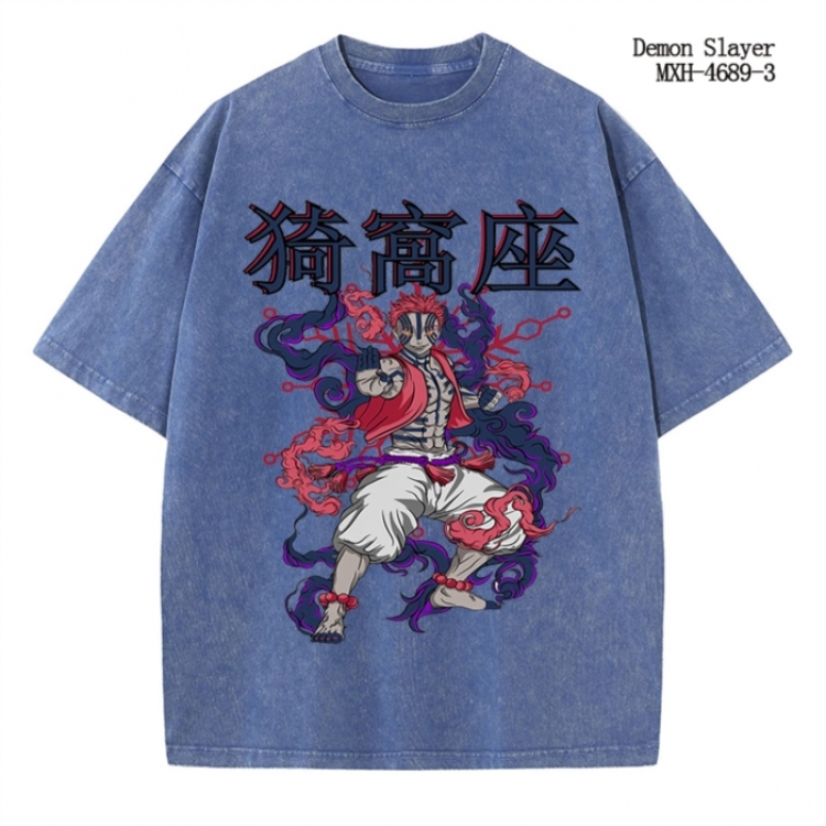 Demon Slayer Kimets Anime peripheral pure cotton washed and worn T-shirt from S to 4XL