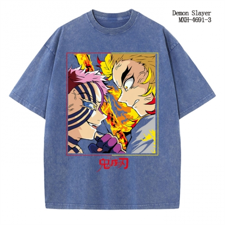 Demon Slayer Kimets Anime peripheral pure cotton washed and worn T-shirt from S to 4XL