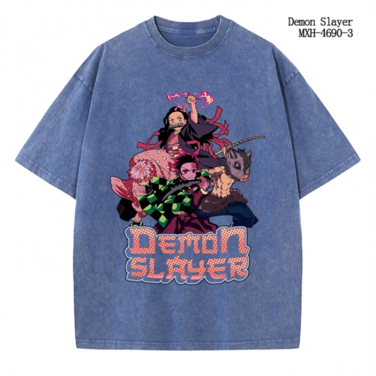 Demon Slayer Kimets Anime peripheral pure cotton washed and worn T-shirt from S to 4XL