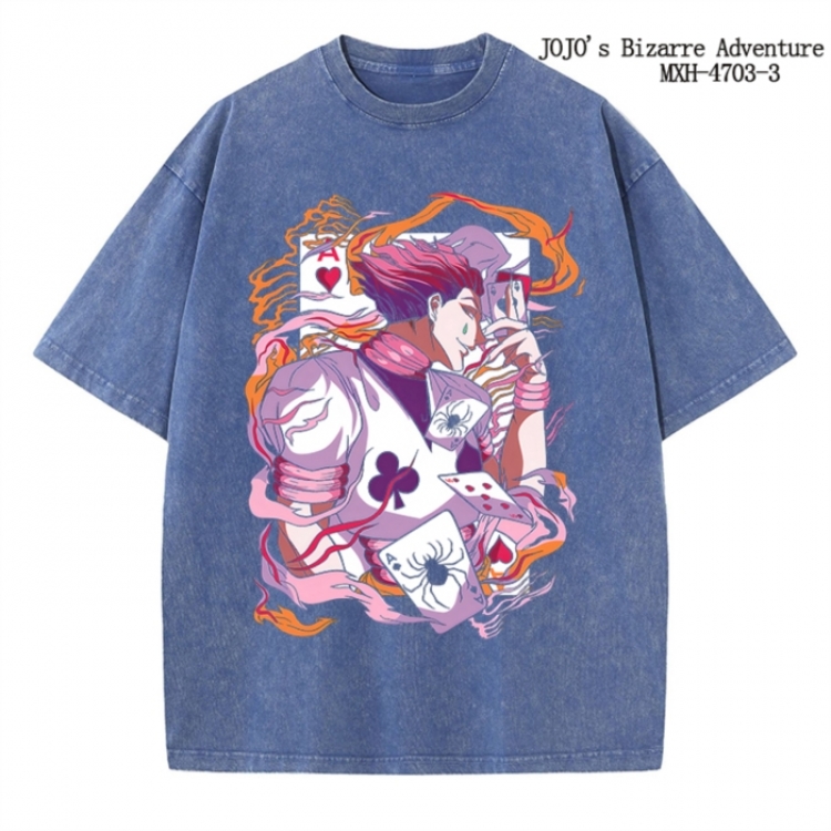 JoJos Bizarre Adventure Anime peripheral pure cotton washed and worn T-shirt from S to 4XL