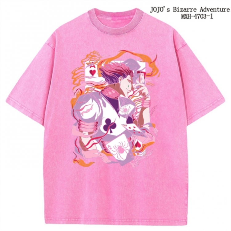 JoJos Bizarre Adventure Anime peripheral pure cotton washed and worn T-shirt from S to 4XL