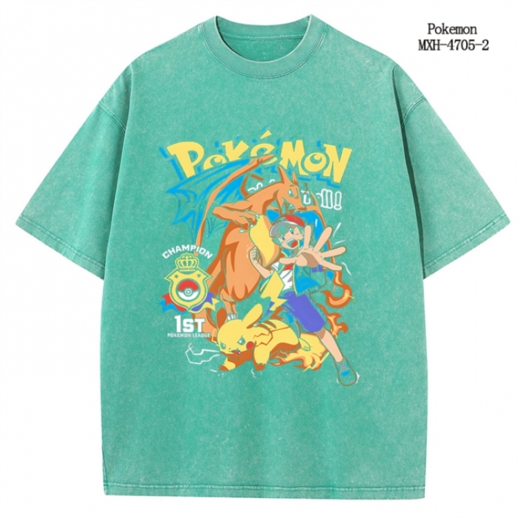 Pokemon Anime peripheral pure cotton washed and worn T-shirt from S to 4XL