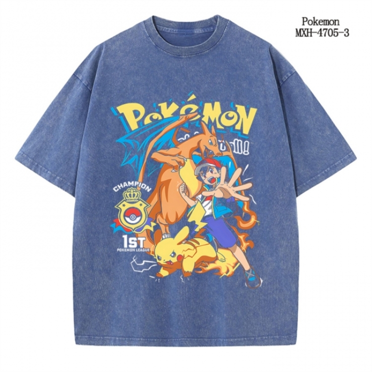 Pokemon Anime peripheral pure cotton washed and worn T-shirt from S to 4XL