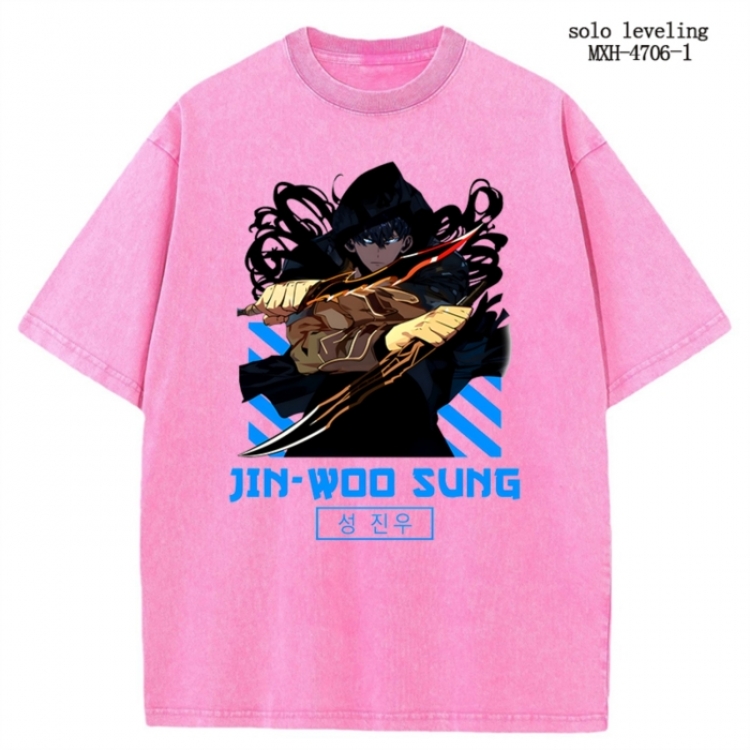 Solo Leveling:Arise Anime peripheral pure cotton washed and worn T-shirt from S to 4XL