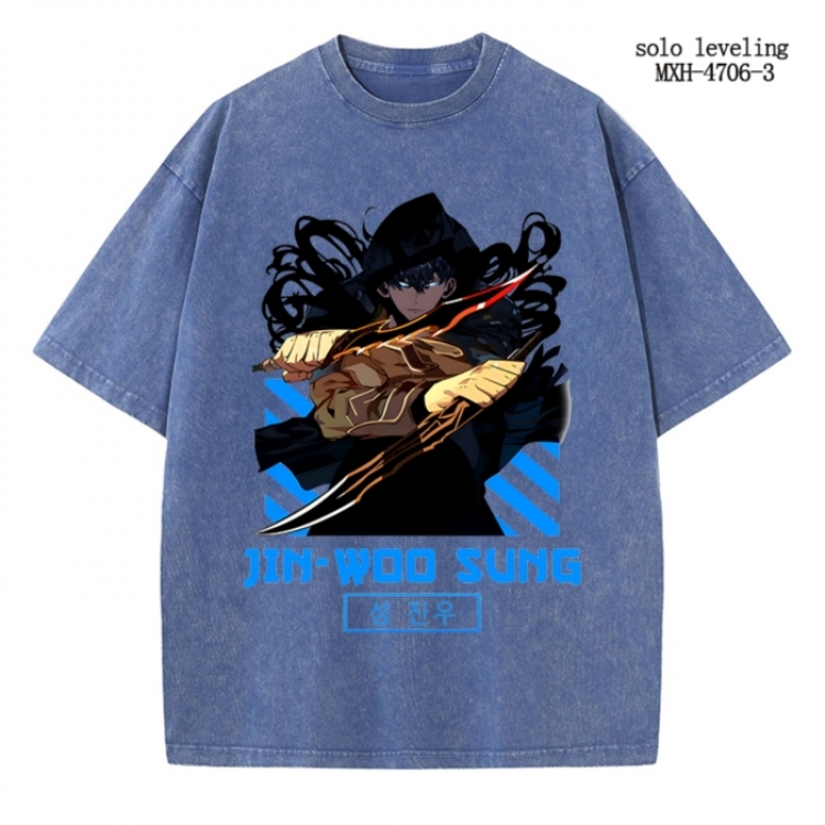 Solo Leveling:Arise Anime peripheral pure cotton washed and worn T-shirt from S to 4XL