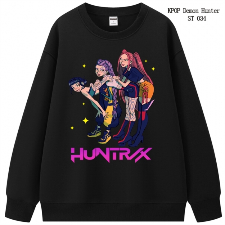 K-Pop Demon Hunters anime merchandise thick cotton round neck hoodie from S to 3XL