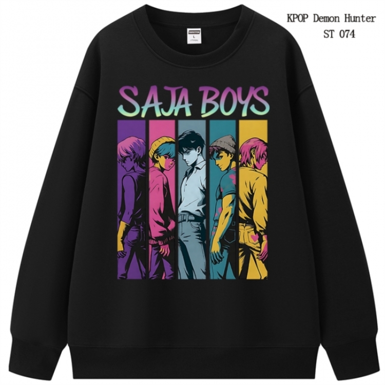 K-Pop Demon Hunters anime merchandise thick cotton round neck hoodie from S to 3XL