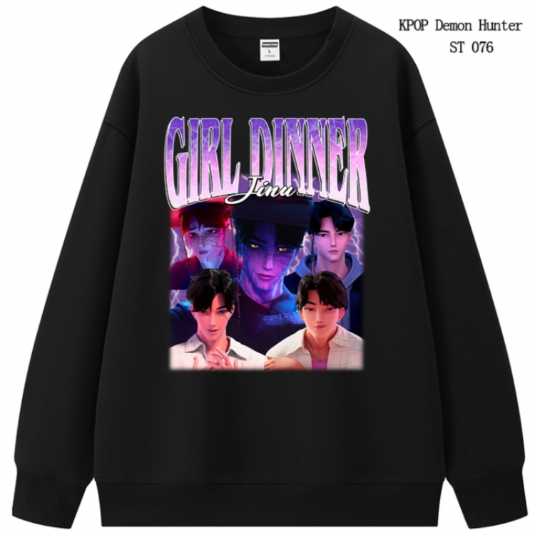 K-Pop Demon Hunters anime merchandise thick cotton round neck hoodie from S to 3XL