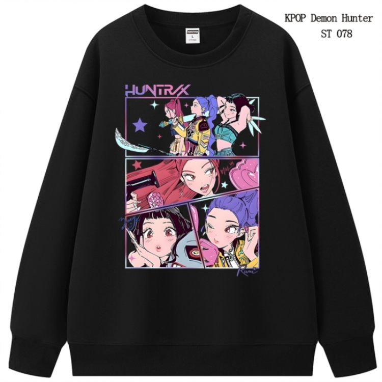 K-Pop Demon Hunters anime merchandise thick cotton round neck hoodie from S to 3XL