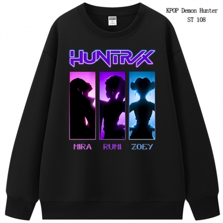 K-Pop Demon Hunters anime merchandise thick cotton round neck hoodie from S to 3XL