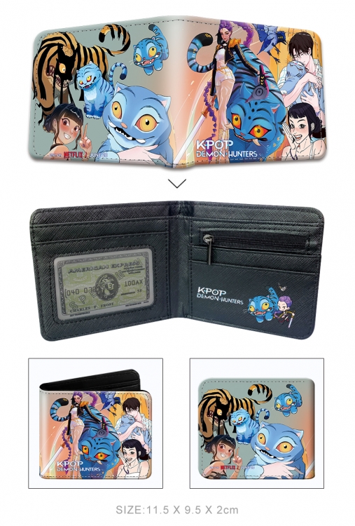 K-Pop Demon Hunters 3D concave convex two fold short card wallet wallet wallet 11X9.5X2cm 65G