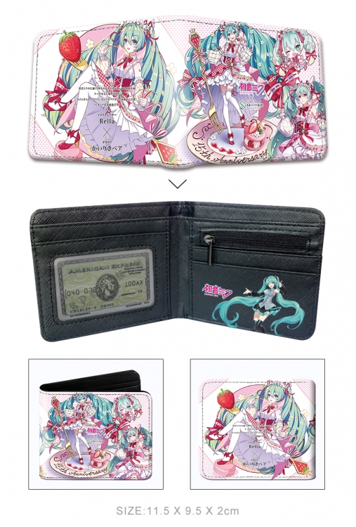 Hatsune Miku 3D concave convex two fold short card wallet wallet wallet 11X9.5X2cm 65G