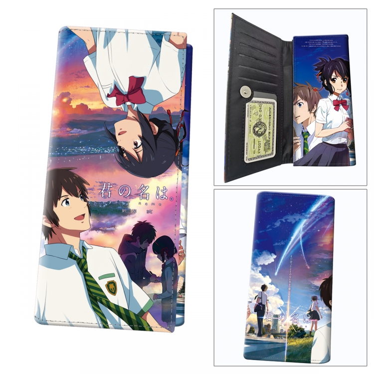 Your Name Anime wallet long wallet buckle storage bag 18.5x9.5x2CM 100g