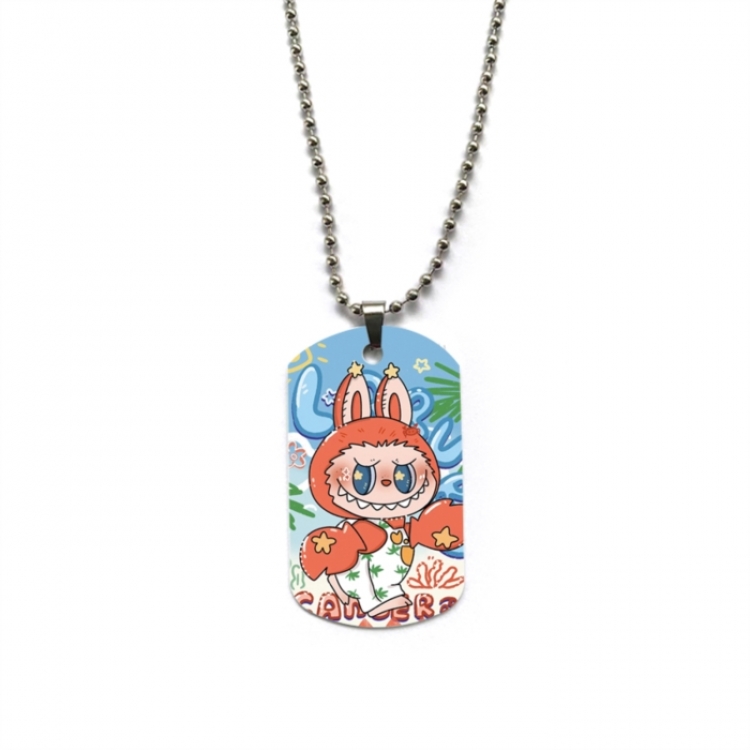 Labubu Anime double-sided full color printed military brand necklace price for 5 pcs