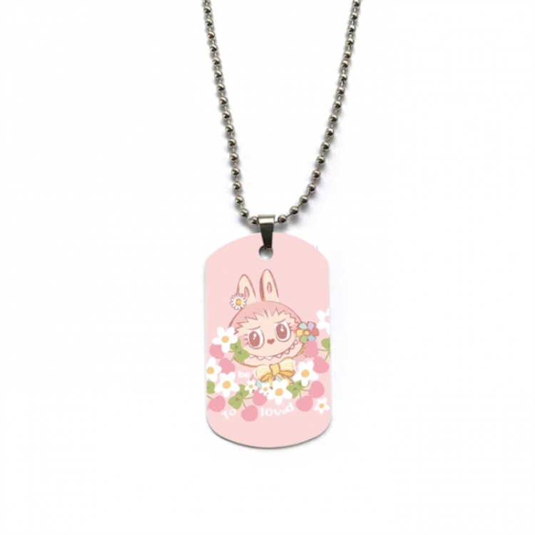 Labubu Anime double-sided full color printed military brand necklace price for 5 pcs