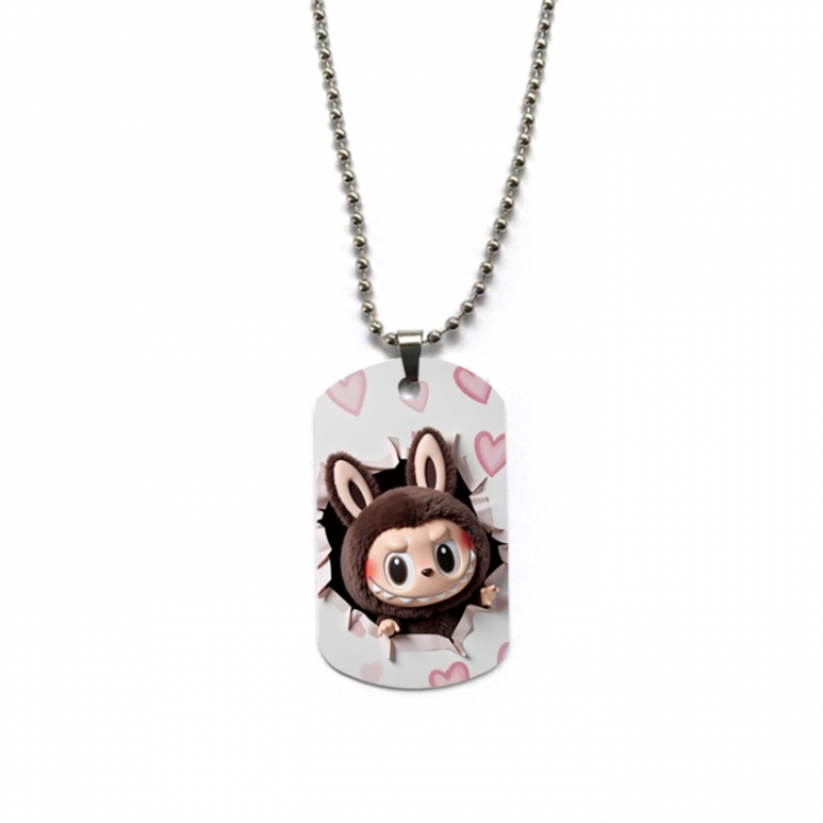 Labubu Anime double-sided full color printed military brand necklace price for 5 pcs