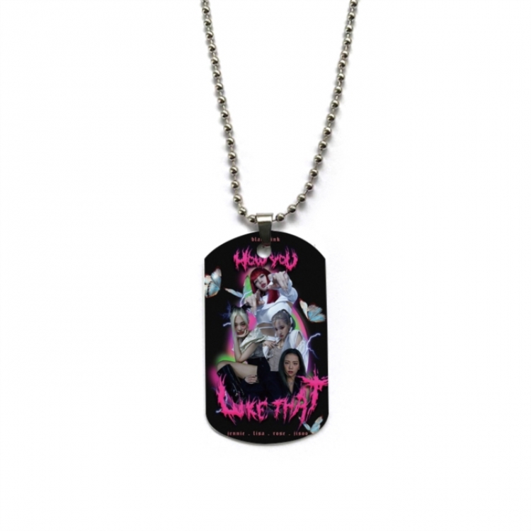 BLACK PINK Anime double-sided full color printed military brand necklace price for 5 pcs