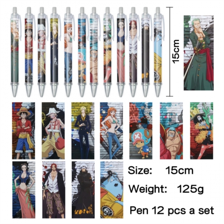 One Piece Anime peripheral student color picture ballpoint pen neutral pen 15cm a set of 12