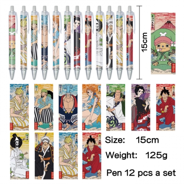 One Piece Anime peripheral student color picture ballpoint pen neutral pen 15cm a set of 12