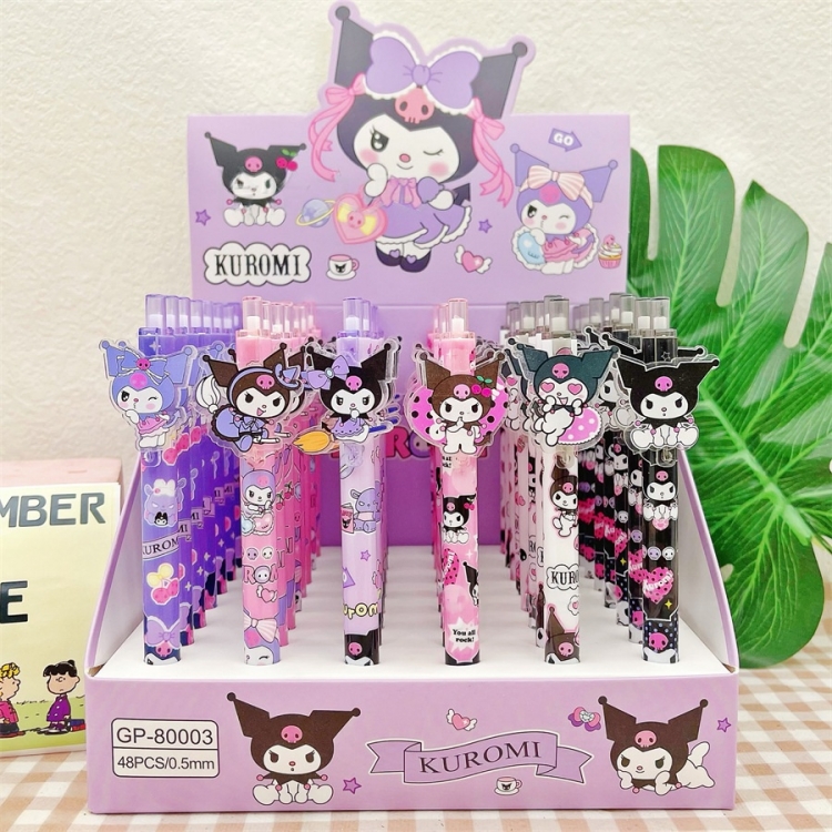 Kuromi Patch style cartoon anime box with black neutral pen a set of 48