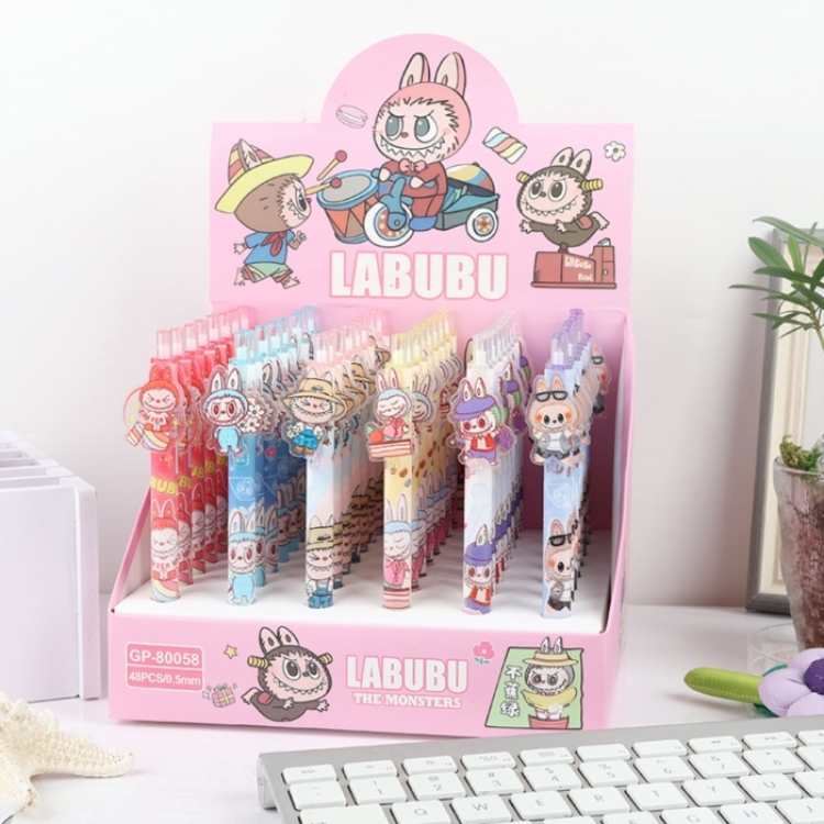 Labubu Patch style cartoon anime box with black neutral pen a set of 48