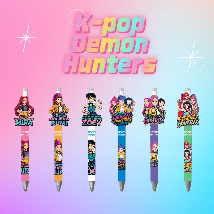 K-Pop Demon Hunters Patch style cartoon anime box with black neutral pen a set of 48
