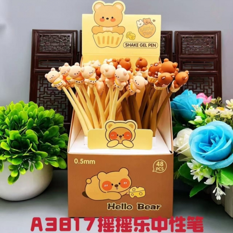 Kapibala Cute cartoon neutral pen soft rubber shaped gift pen a set of  48