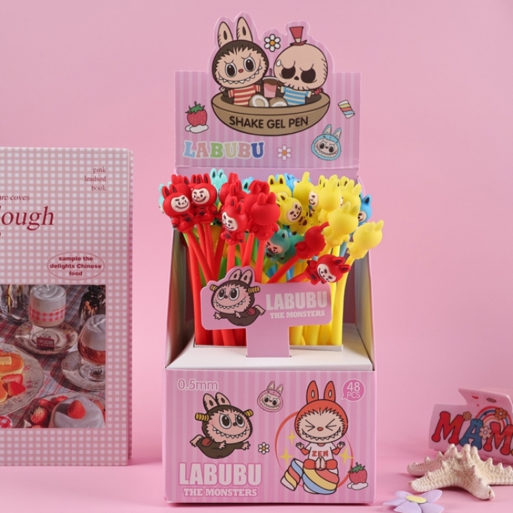 Labubu Cute cartoon neutral pen soft rubber shaped gift pen a set of  48