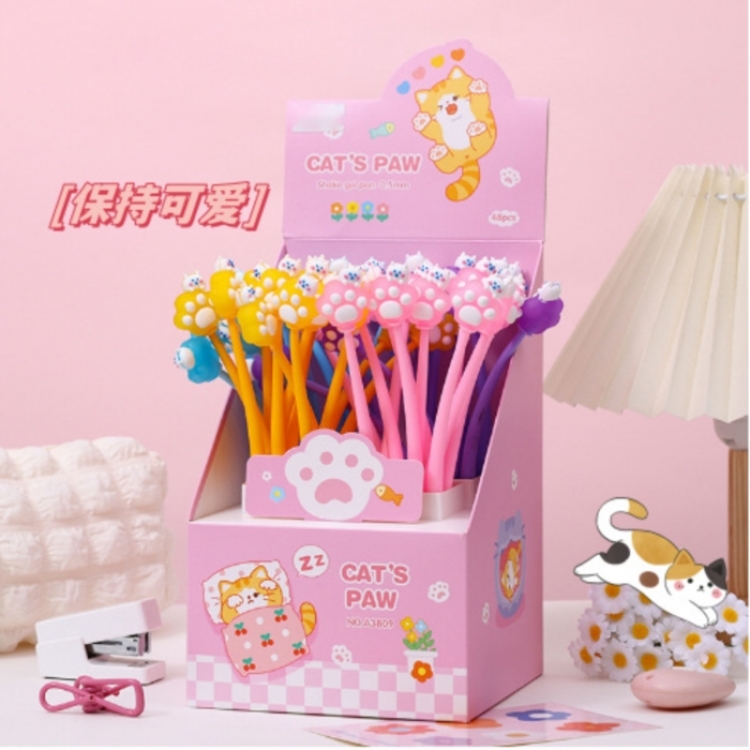 cat's paw Cute cartoon neutral pen soft rubber shaped gift pen a set of  48