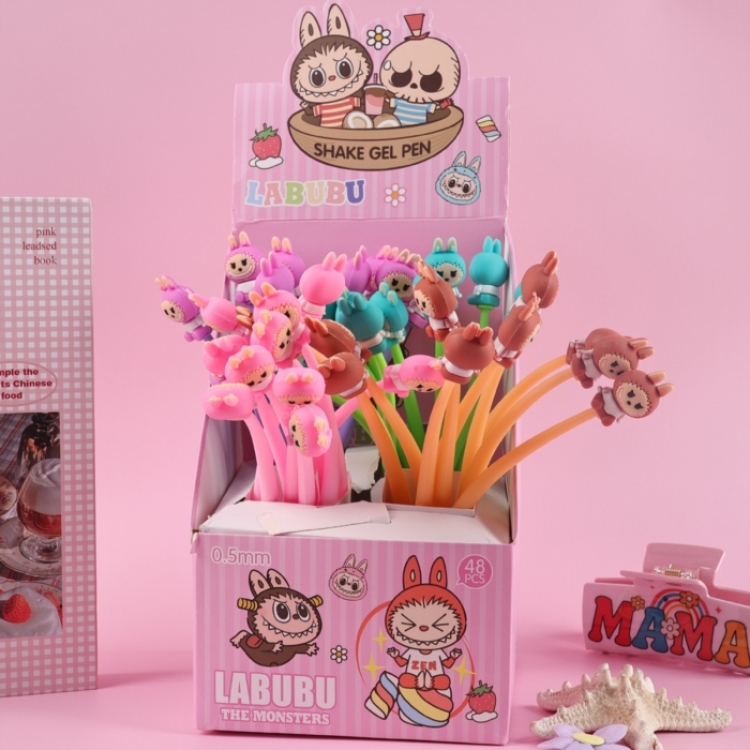 Labubu Cute cartoon neutral pen soft rubber shaped gift pen a set of 48