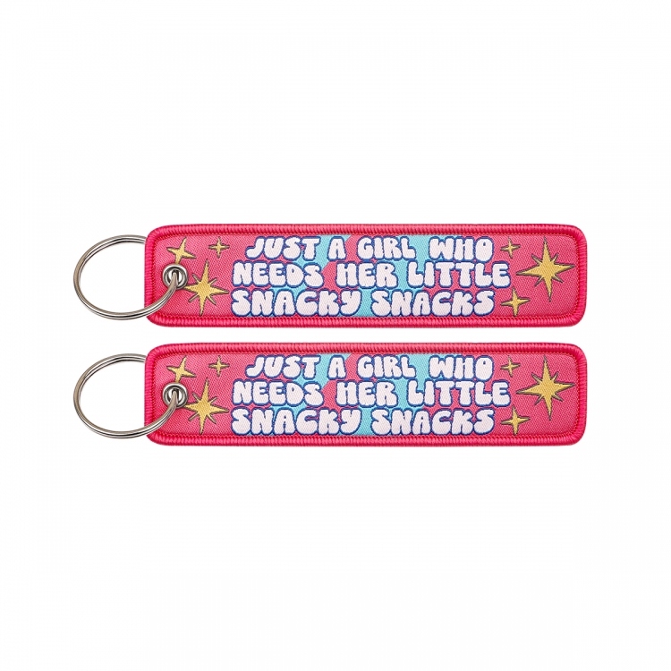 Letter Double sided color woven label keychain with thickened hanging rope 13x3cm 10G price for 5 pcs