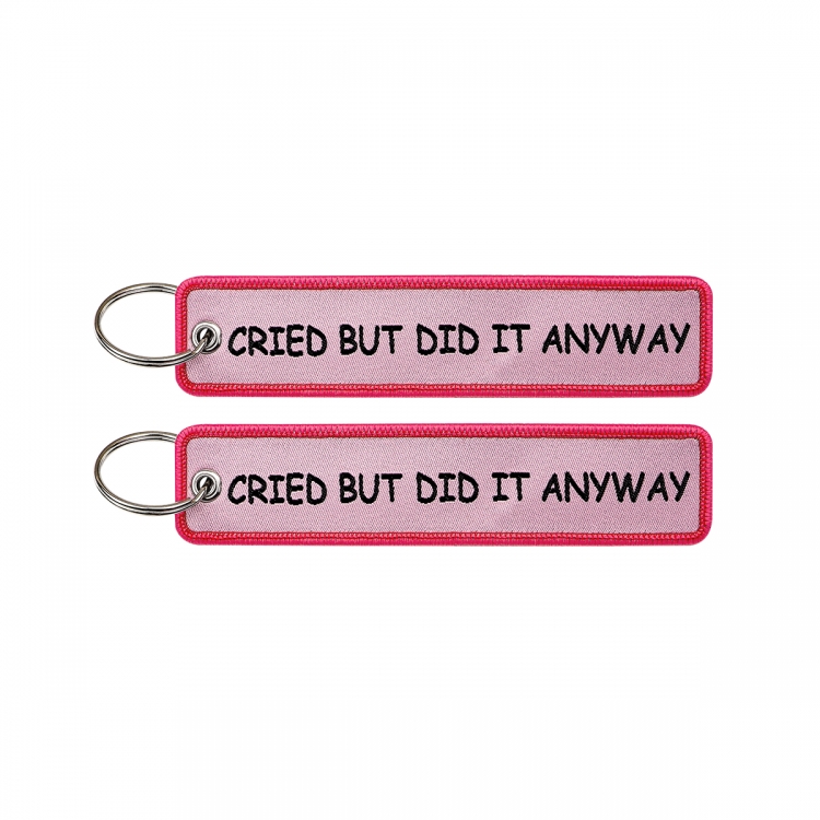 Letter Double sided color woven label keychain with thickened hanging rope 13x3cm 10G price for 5 pcs